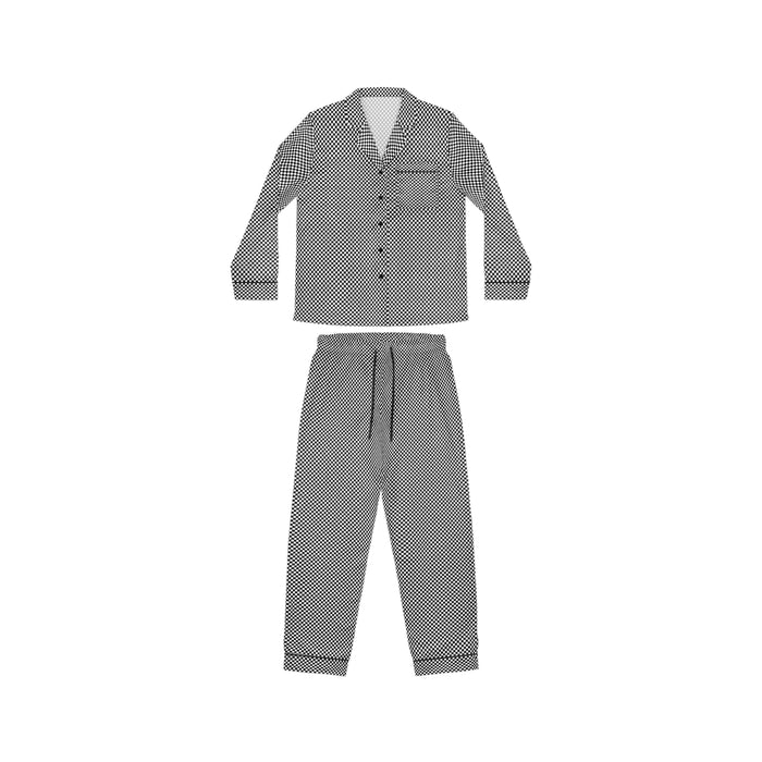 Luxurious Customizable Black and White Checkered Satin Women's Pajama Set
