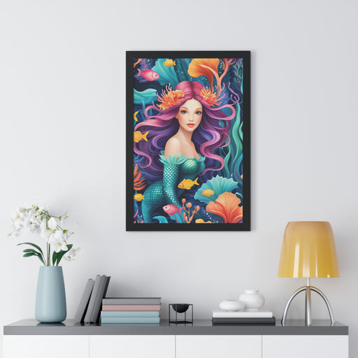 Sustainable Mermaid Vertical Poster in Eco-Friendly Frame - Artisan Crafted in Maison d'Elite