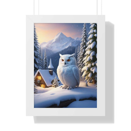 Sustainable Winter Owl Framed Wall Art: Elegant Eco-Friendly Decor for Your Home