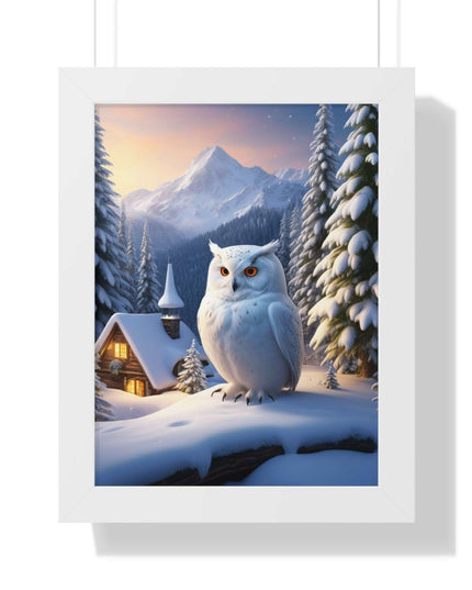 Sustainable Winter Owl Framed Wall Art: Elegant Eco-Friendly Decor for Your Home