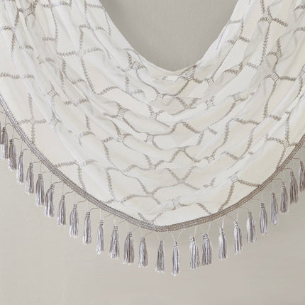 Room & Decor Diamond Sheer Embroidered Waterfall Valance, 38x46