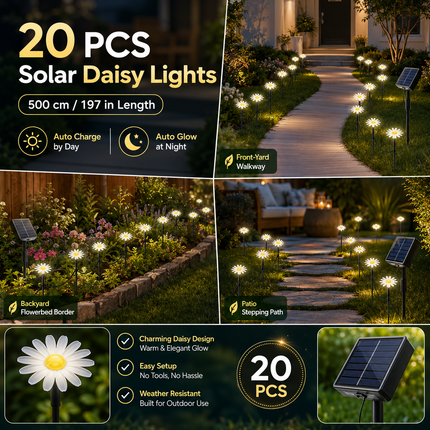 Solar LED Garden Path String Lights — Waterproof Outdoor Fairy Lights