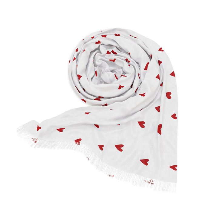 Valentine Red Hearts Exquisitely Printed Scarf for Versatile Styling