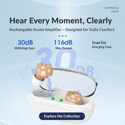 Rechargeable BTE Hearing Amplifier — Single or Bilateral Pair | Très Elite