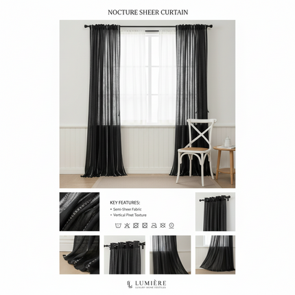 Peekaboo Studio Black and White Jacquard Curtain Rod Set, Pocket Style