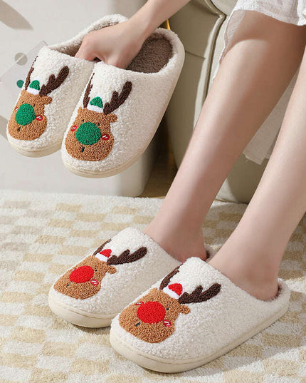 Christmas Shoes Winter Home Slippers Elk Soft Cozy Bedroom Slipper Slip On House Shoes