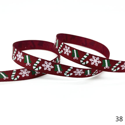 Peekaboo Studio Size 5 10mm Printed Grosgrain Christmas Ribbon - Durab