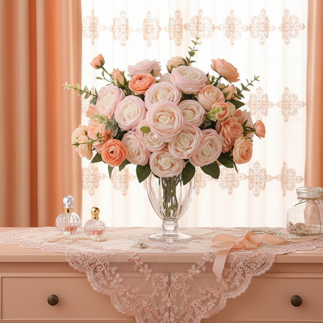 Peekaboo Studio Super Realistic Bridal Bouquet - Artificial Flowers, L