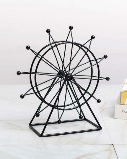 Nordic-Inspired Ferris Wheel Iron Sculpture for Stylish Home Accent