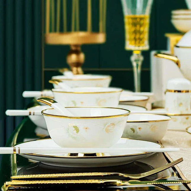 Sophisticated 58-Piece Bone China Dining Collection: A Luxurious Tableware Set for Culinary Aficionados