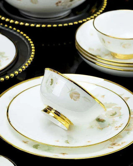 Sophisticated 58-Piece Bone China Dining Collection: A Luxurious Tableware Set for Culinary Aficionados
