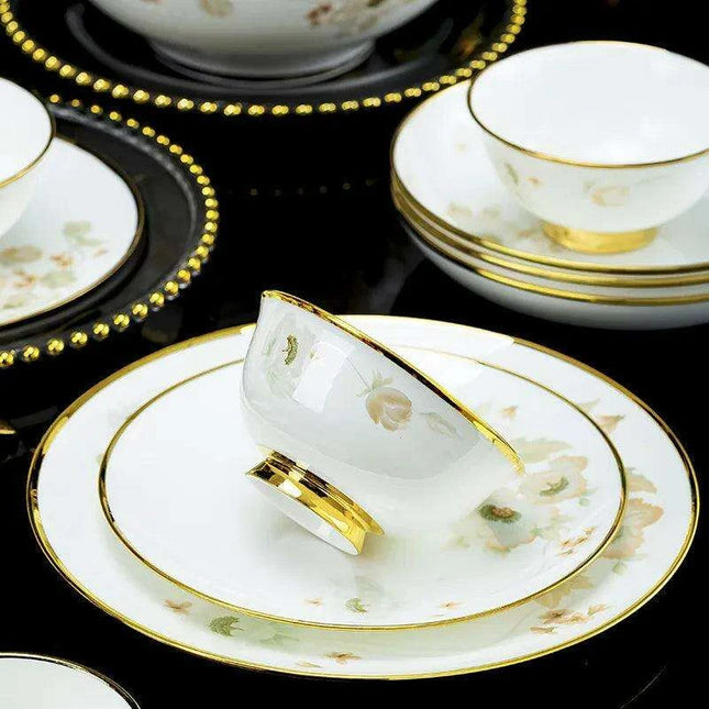Sophisticated 58-Piece Bone China Dining Collection: A Luxurious Tableware Set for Culinary Aficionados