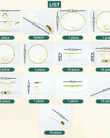 Sophisticated 58-Piece Bone China Dining Collection: A Luxurious Tableware Set for Culinary Aficionados