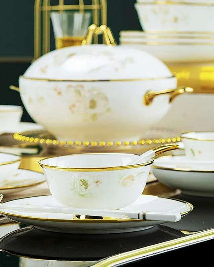 Sophisticated 58-Piece Bone China Dining Collection: A Luxurious Tableware Set for Culinary Aficionados