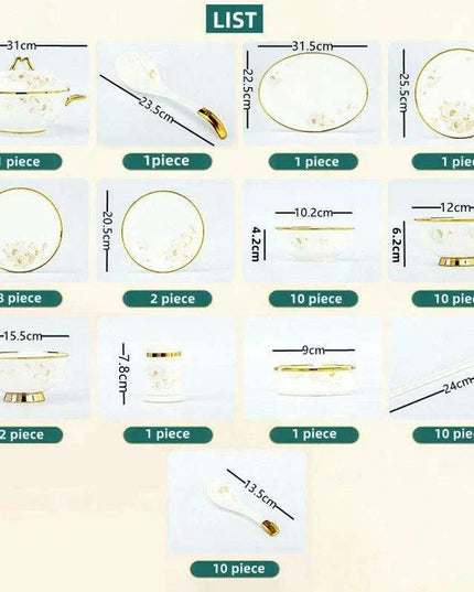 Sophisticated 58-Piece Bone China Dining Collection: A Luxurious Tableware Set for Culinary Aficionados