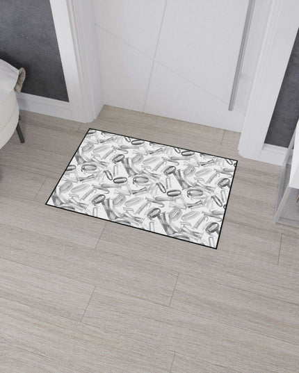 Customizable Monochrome Non-Slip Polyester Floor Mat with Chic Black Border