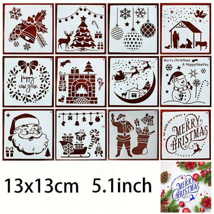 Christmas Creativity: 12-Piece Stencil Set for Festive Wall Art and DIY Decor