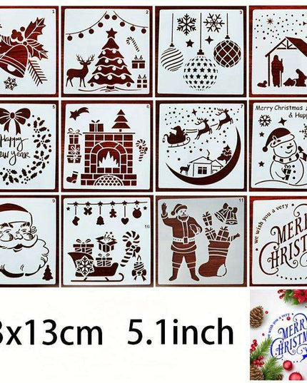 Christmas Creativity: 12-Piece Stencil Set for Festive Wall Art and DIY Decor