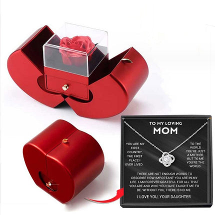 Fashion Jewelry Box Red Apple Christmas Gift Necklace Eternal Rose For