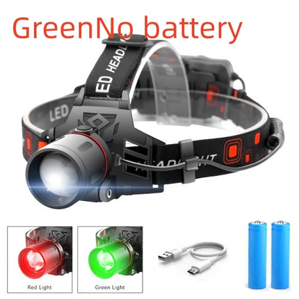 T6 XML LED Headlamp Zoomable 800lm Rechargeable Red Green White
