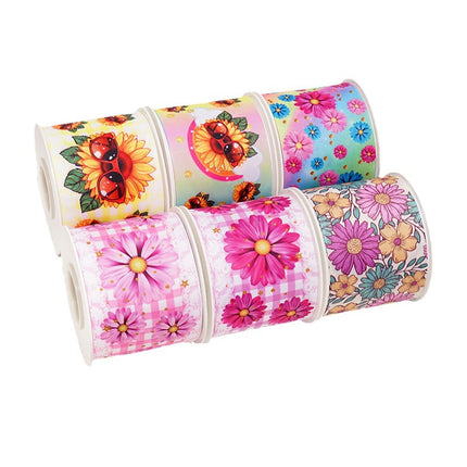 Peekaboo Studio Cartoon Printed Ribbon - Floral Design, 1.5" Wide