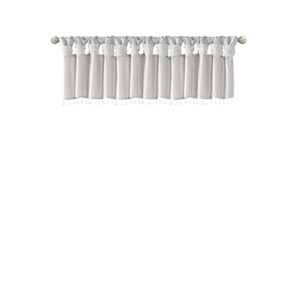 Room & Decor Lightweight Faux Silk Valance with Beads, 50x26" Silver
