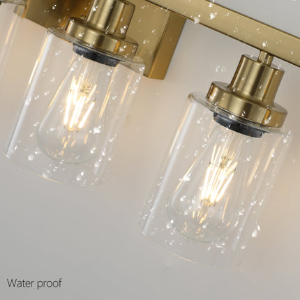 Room & Decor Golden 6-Light Vanity Light, Clear Glass Shades, Modern D
