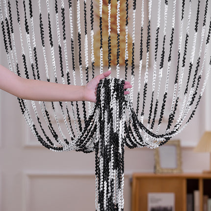 Peekaboo Studio Silver Silk Tassel Door Curtain - Punch-Free, Elegant