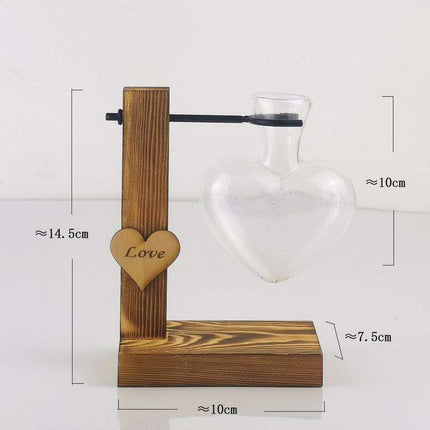 Elegantly Handcrafted Wooden Hydroponic Vase - Enhance Your Tabletop Aesthetic