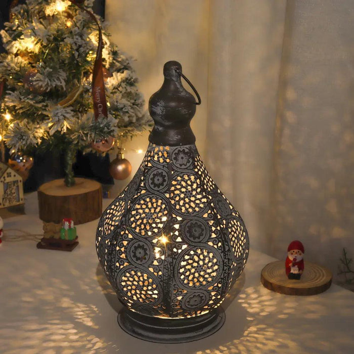 Enchanting Moroccan Lantern Table Lamp - Vintage Metal Candle Holder for Festive Occasions