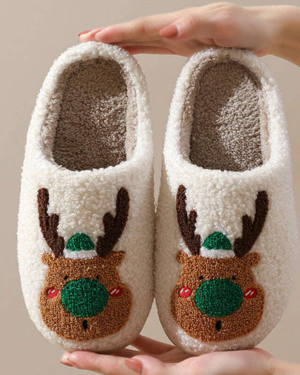 Christmas Shoes Winter Home Slippers Elk Soft Cozy Bedroom Slipper Slip On House Shoes