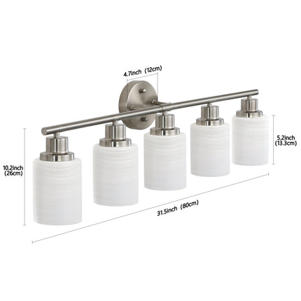Room & Decor Modern 5-Light Vanity Wall Sconce, Brushed Nickel Finish,