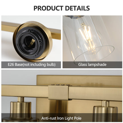 Room & Decor Golden 6-Light Vanity Light, Clear Glass Shades, Modern D