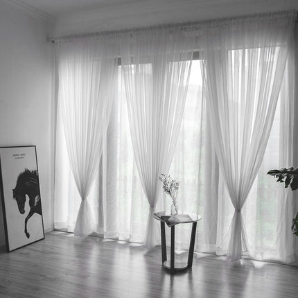 Peekaboo Studio Solid Color Transparent Glass Mesh Curtains - Ready-Ma