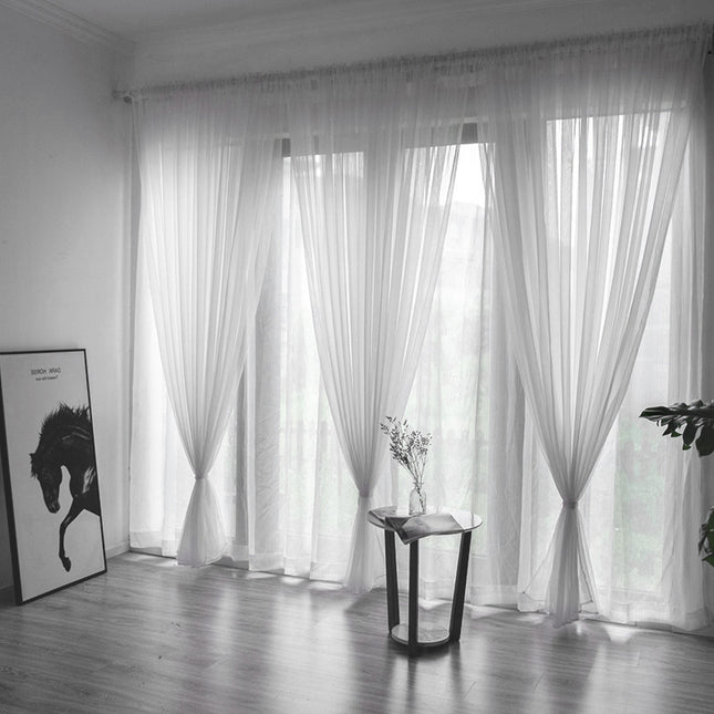 Peekaboo Studio Solid Color Transparent Glass Mesh Curtains - Ready-Ma