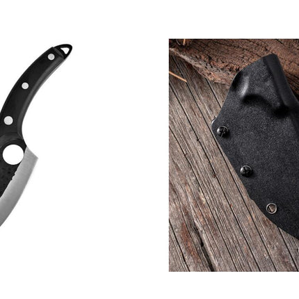 Small Scimitar Butcher Knife For Meat Deboning Walnut Handle 5Cr15MoV