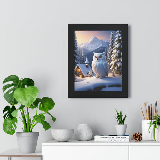 Winter Owl Eco-Framed Vertical Art Print