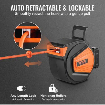 VEVOR Retractable Air Hose Reel with Auto Rewind and Wall Mounting Bra