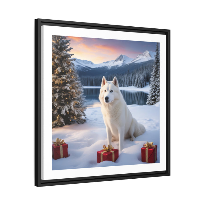 Elegant White Husky Christmas Wall Art for Sustainable Home Styling