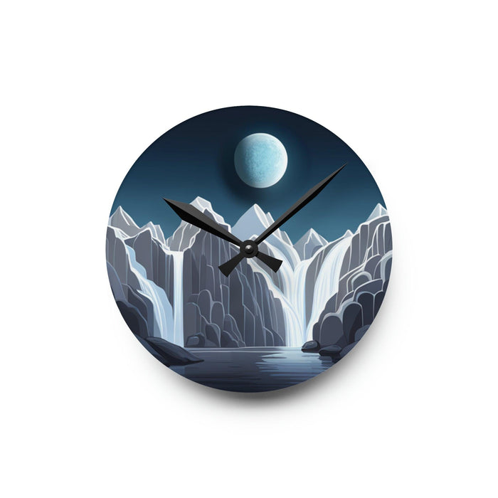 Mountain Vista Acrylic Wall Clocks - Contemporary Timepieces for Urban Spaces