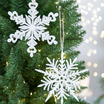 Room and Decor Set of 6 Iron Snowflake Ornaments - Festive Holiday Dec
