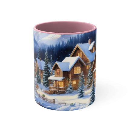 Colorful Holiday Cheer Ceramic Coffee Mug - 11oz Two-Tone Design