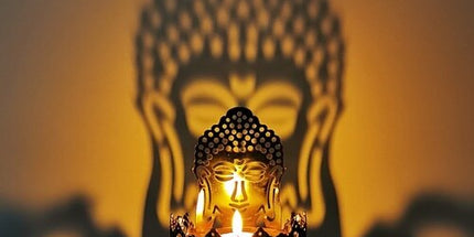 Buddha Candlestick Oil Lamp Sitting On Lotus Hollow Iron Candle Holder