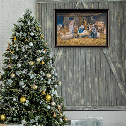 Bonnie Mohr Nativity Wall Art - Black Framed Print for Home Decor