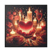 Sleek Black Pine Framed Valentine Night Canvas Art