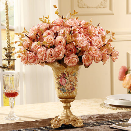 European Style Diamond High Vase – Handmade Resin Decor for Living Room (16x26 cm)