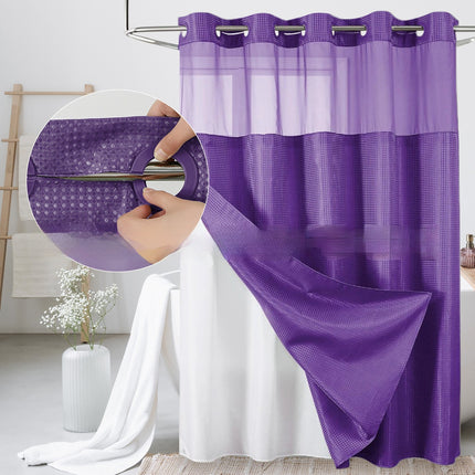 Waffle-Pattern Double-Layer Shower Curtain | 19 Colors
