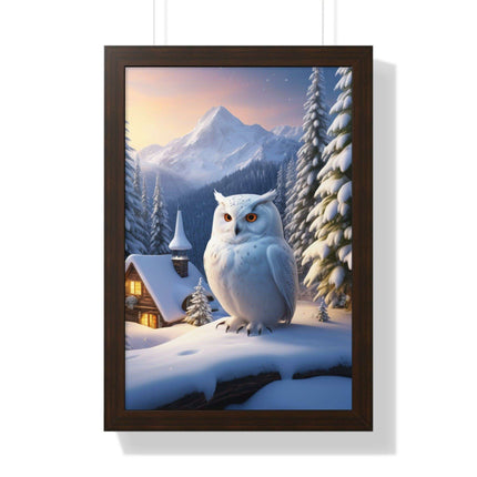 Sustainable Winter Owl Framed Wall Art: Elegant Eco-Friendly Decor for Your Home