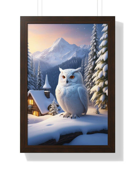 Sustainable Winter Owl Framed Wall Art: Elegant Eco-Friendly Decor for Your Home