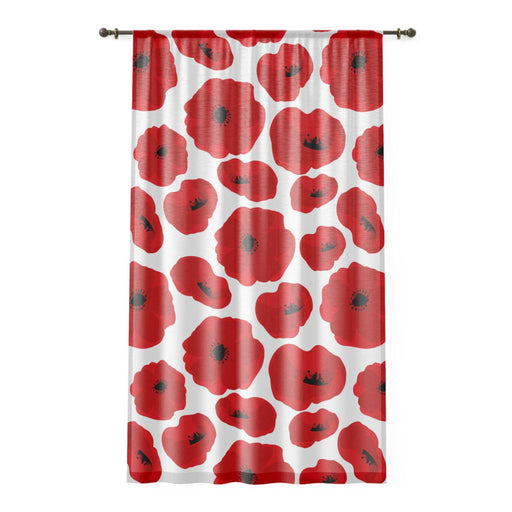 Red Poppies Window Curtain
